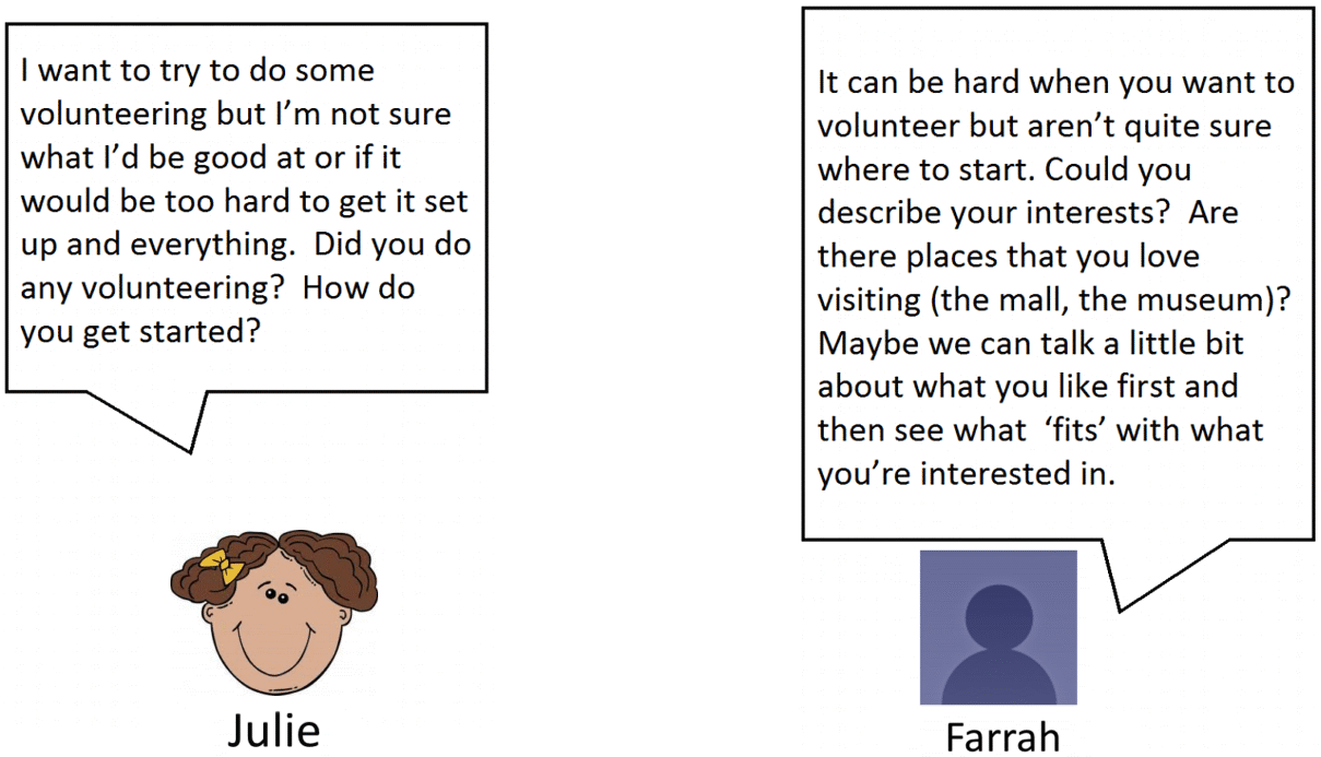 Julie asks Farrah about volunteering