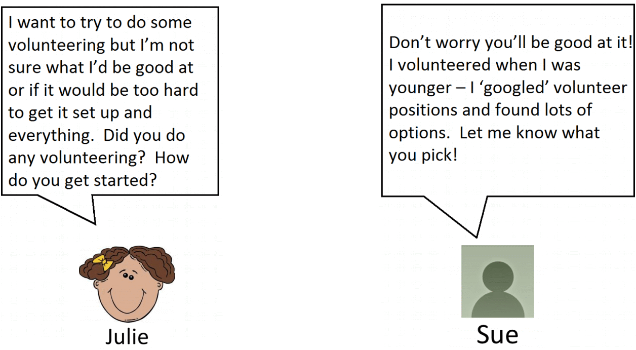 Julie asks Sue about volunteering