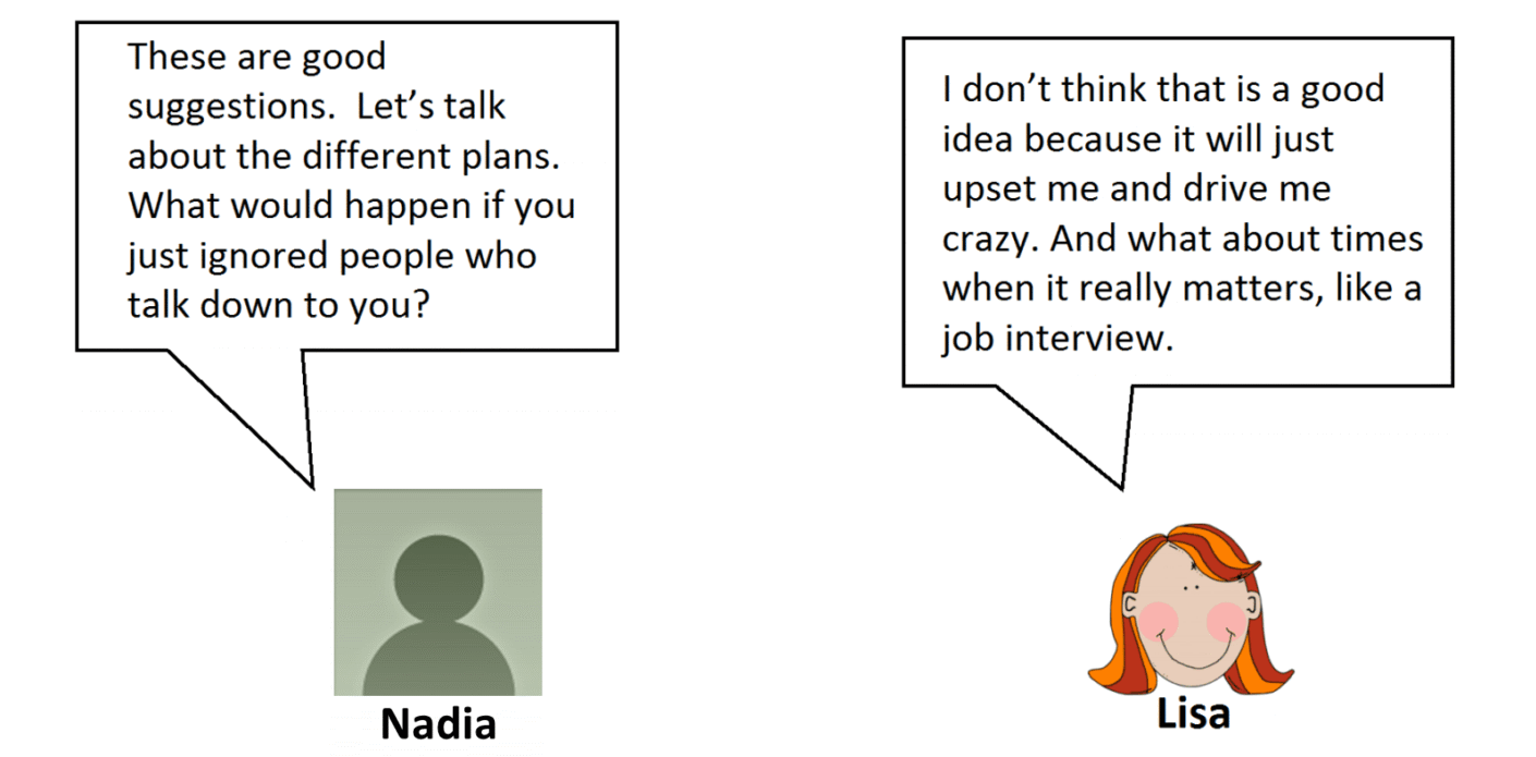 Nadia helps Lisa identify the best plan of action