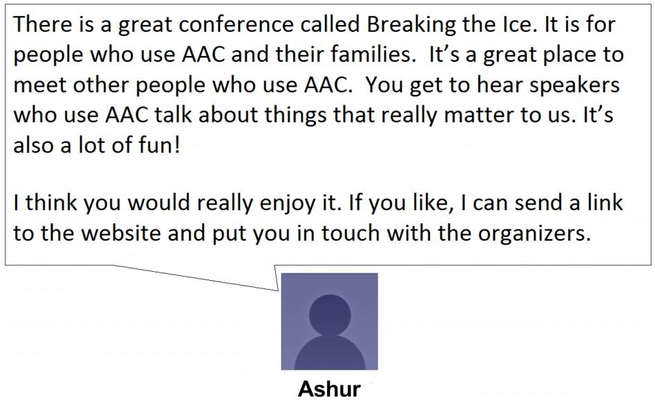 Ashur's response is to tell Sam about a conference he's been to called Breaking the Ice
