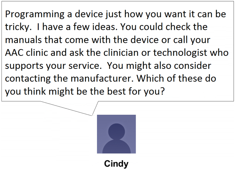Cindy shares ideas on where to get assistance